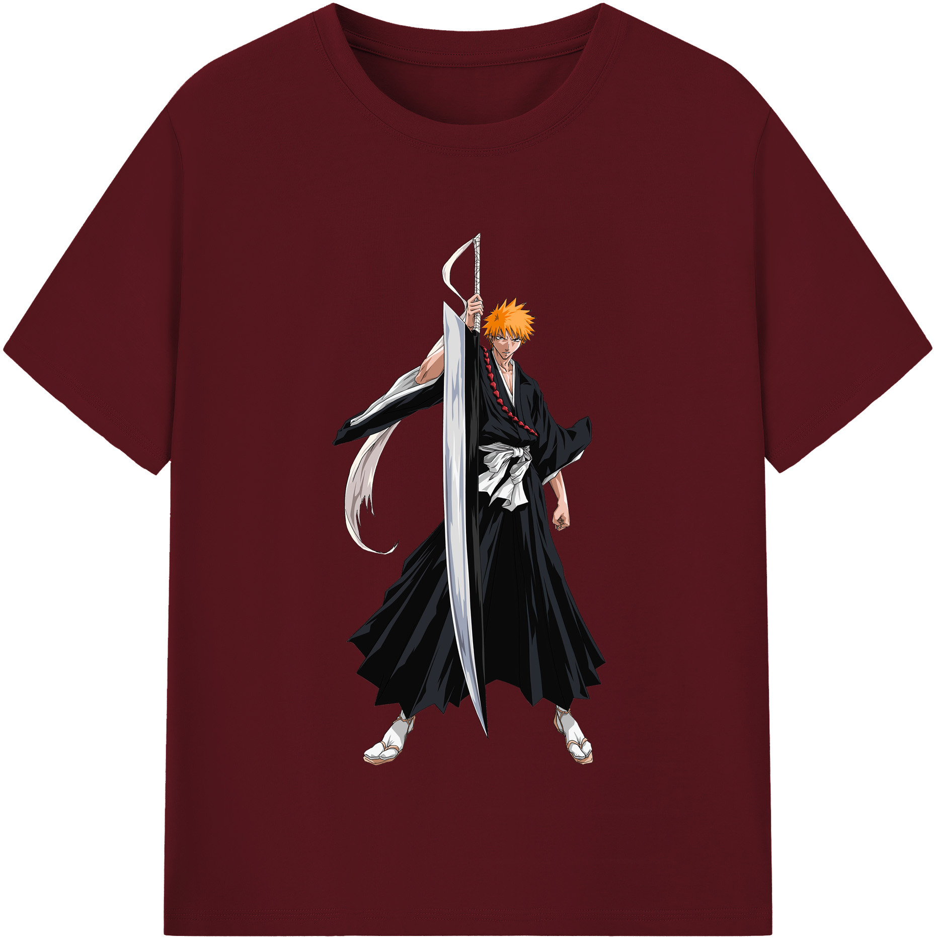 （画像用） ブリーチ 黒崎一護（くろさき いちご）BLEACH Kurosaki Ichigo 綿100％半袖Tシャツ（フロントプリント）